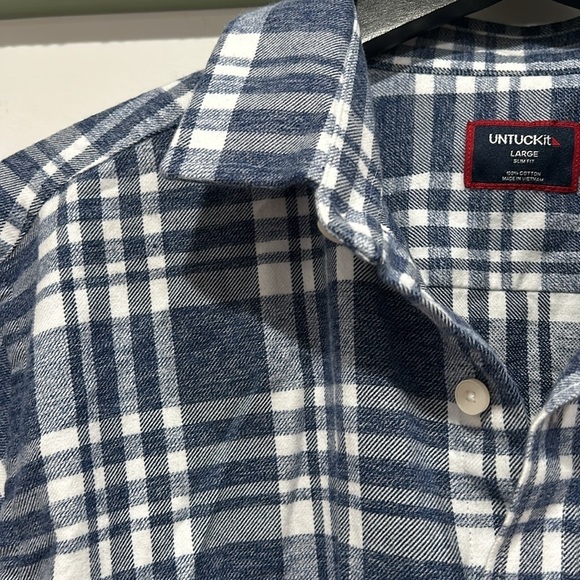 UNTUCKit Morenillo Plaid Flannel Button-Up Shirt new with our tags large blue - Picture 3 of 6
